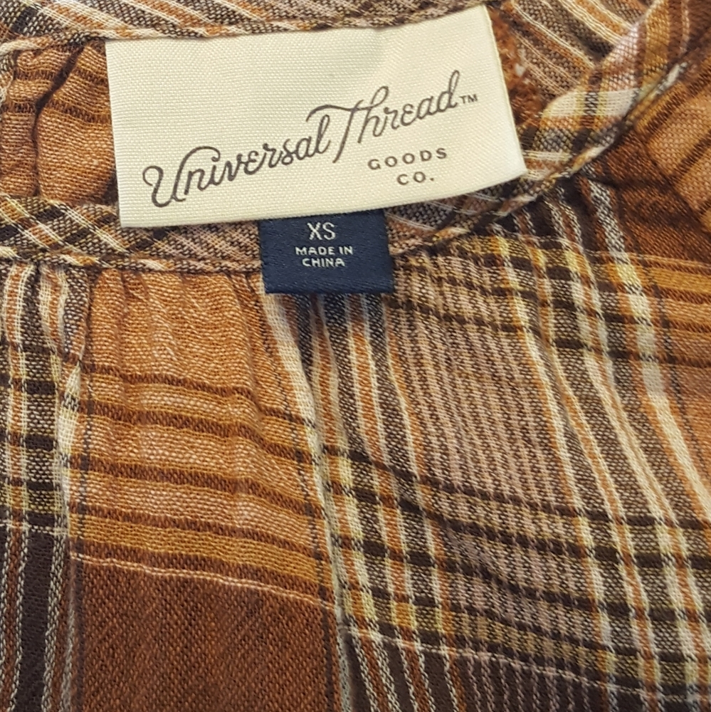 Universal Thread Brown Plaid Blouse - image 3